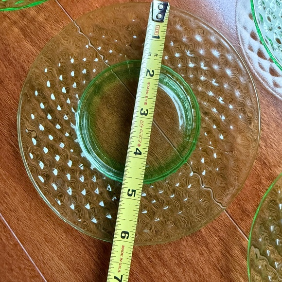 Set of 5 Imperial Diamond Quilted Green Uranium Glass 6” Plates Depression Glass - Picture 4 of 8
